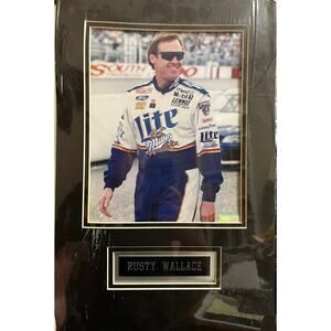 Rusty Wallace Double Matted Photo With Silver Plaque Name Plate 11" X 17"